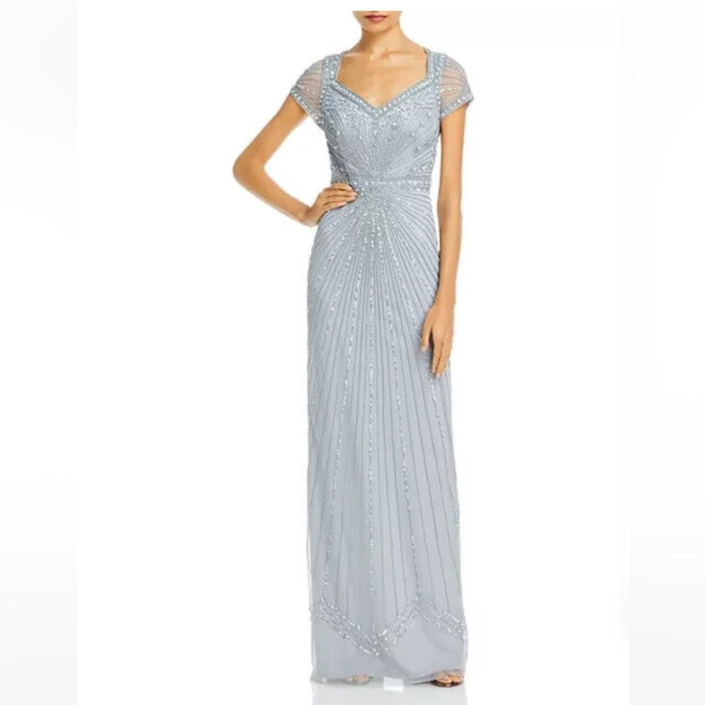 Adrianna Papell Sky Blue Beaded Maxi Dress